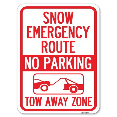 Signmission Snow Emergency Route Tow Away Zone with Graphic Rust Proof Parking, A-1824-22887 A-1824-22887